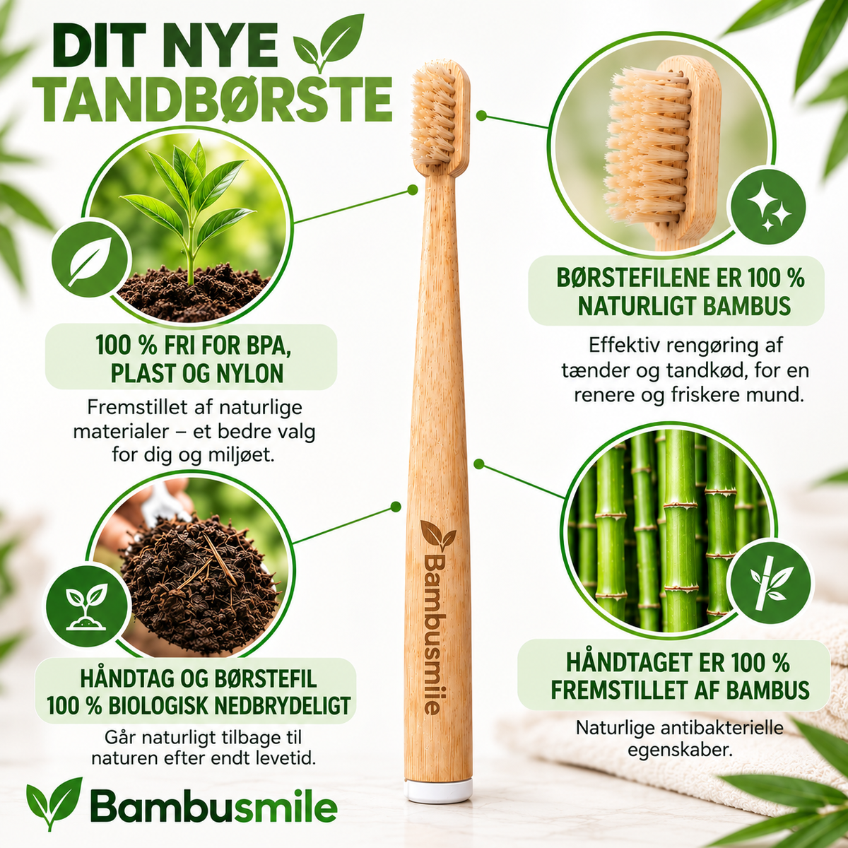 Bambusmile Naturlig Tandbørste (4-pak)