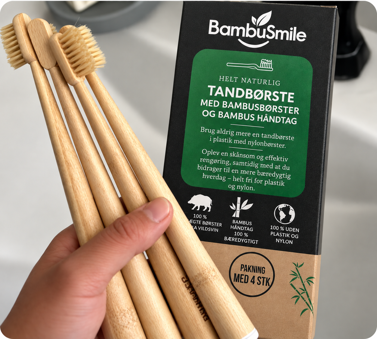 Bambusmile Naturlig Tandbørste (4-pak)