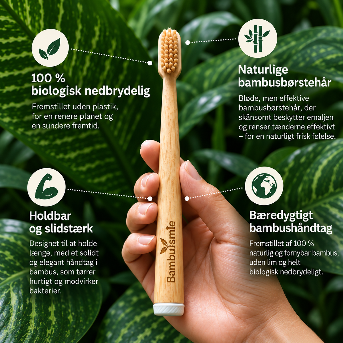 Bambusmile Naturlig Tandbørste (4-pak)