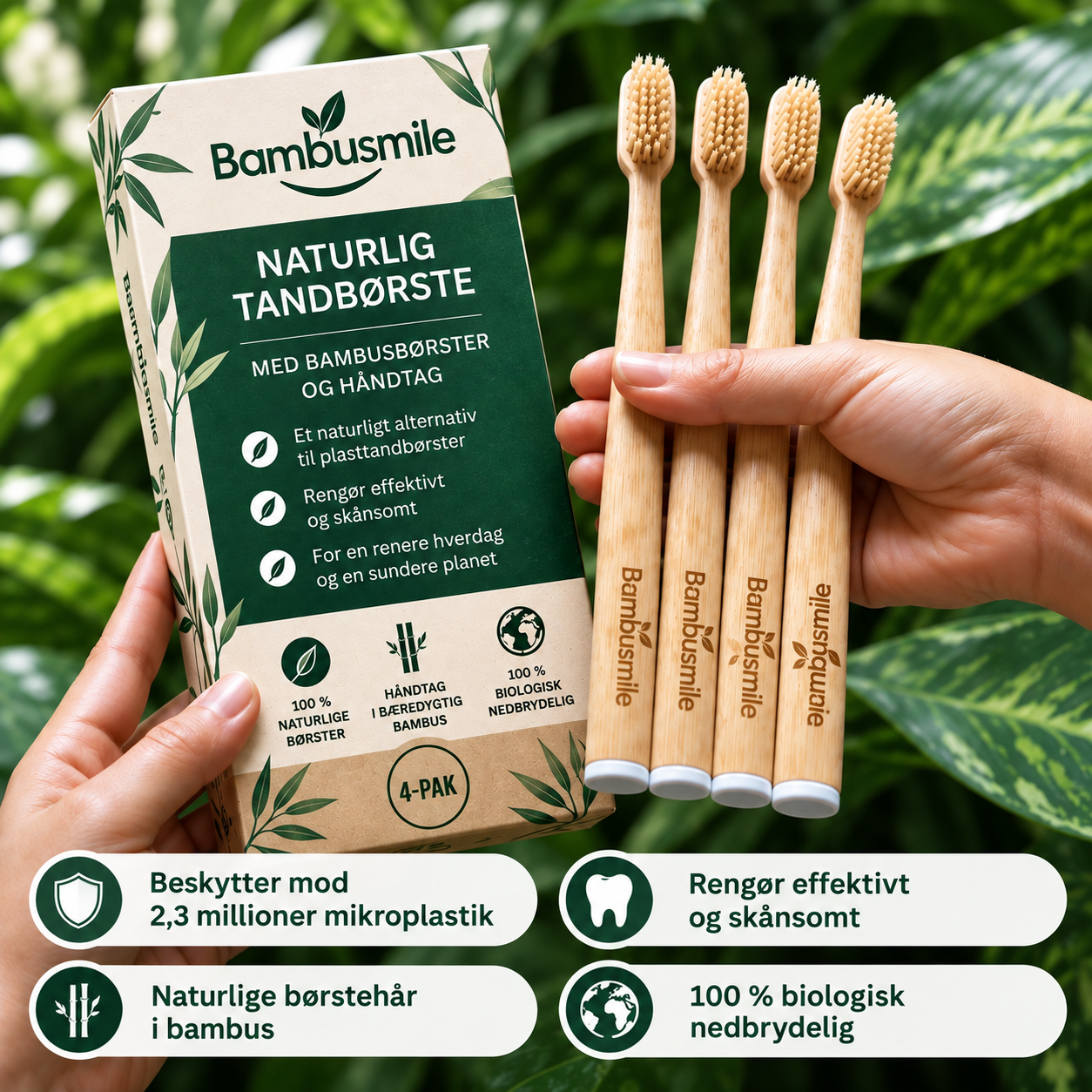 Bambusmile Naturlig Tandbørste (4-pak)
